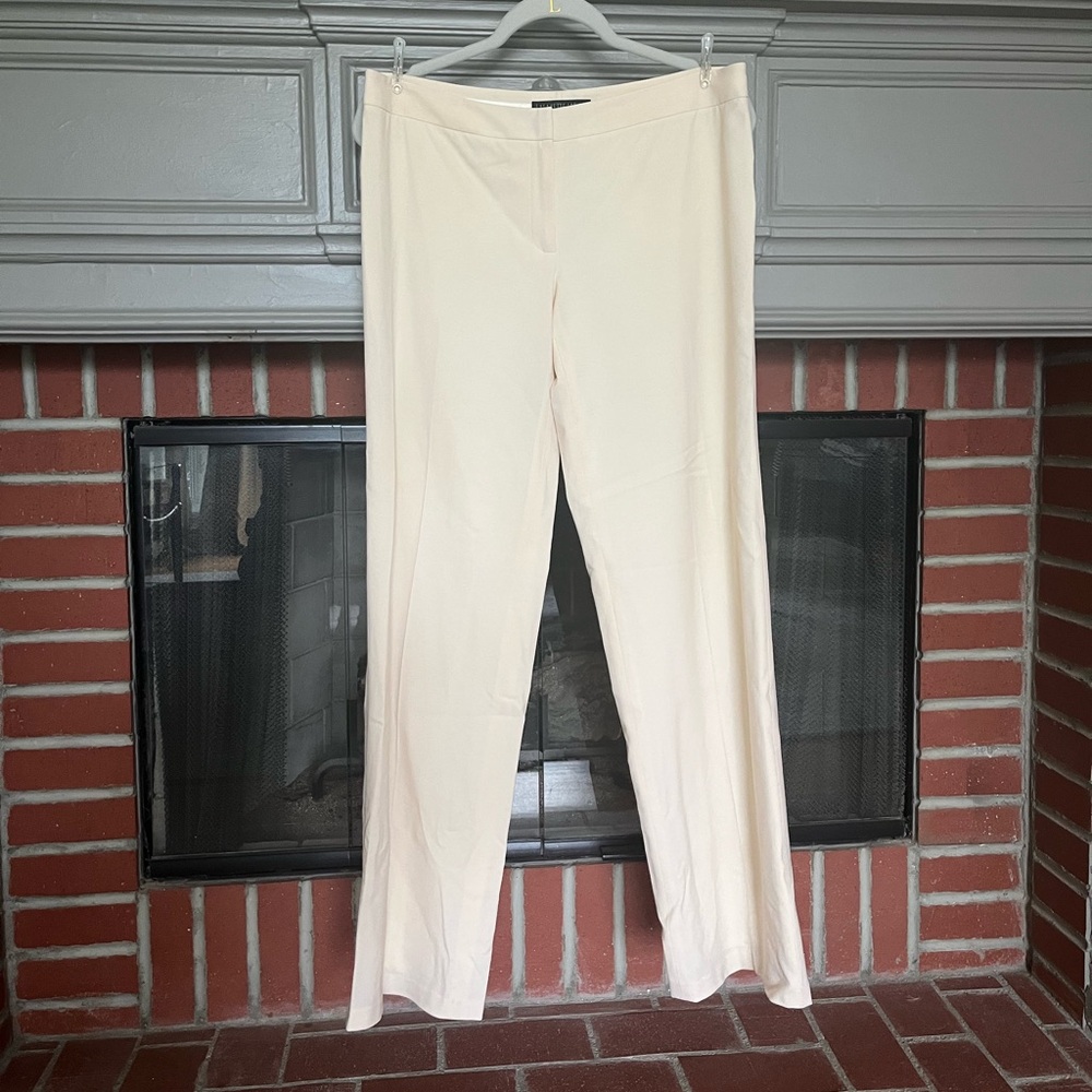 Lafayette 148 Wool Blend Wide Leg Lined Trouser Pants Cream Workwear Size 6